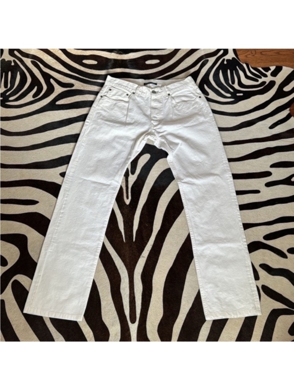 ALEX MILL MADE IN USA Jeans Mens Sz 32 White Ecru Straight Button Fly